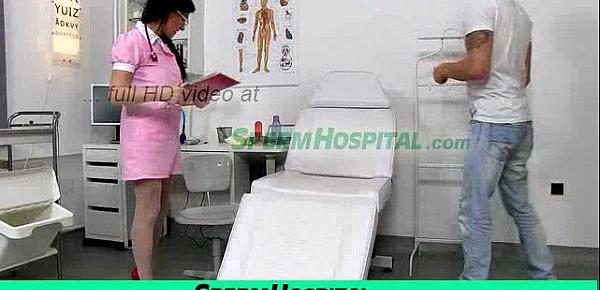  Sexy uniform lady jerks off a boy patient feat. doctor Marta